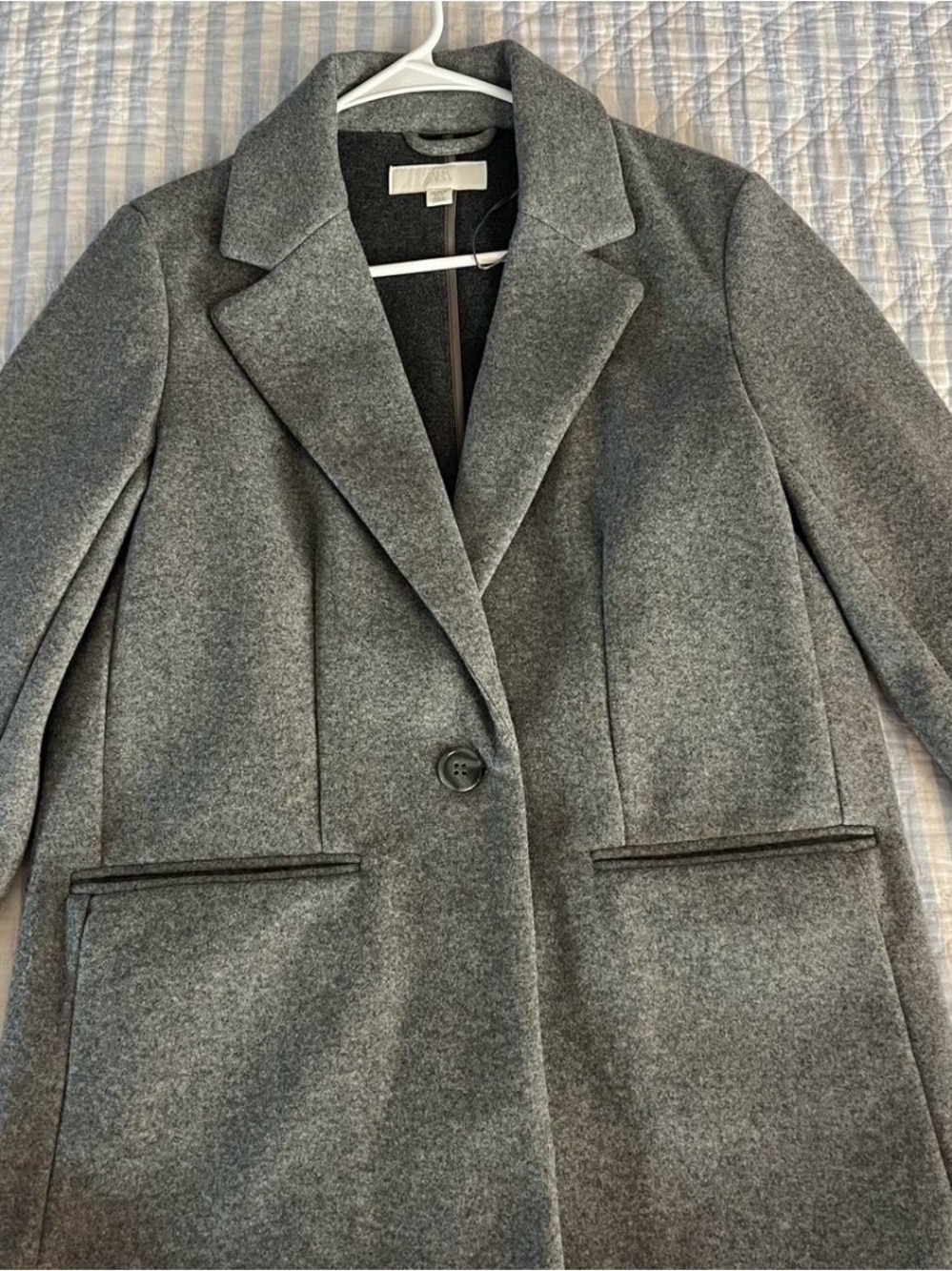 Zara Gray Single-Button Trench Coat